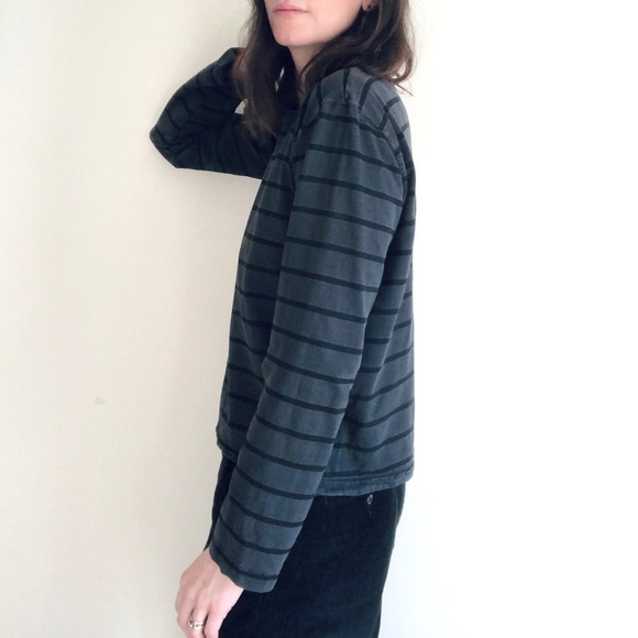 Boxy cotton stripe long sleeve crop - Picture 2 of 15